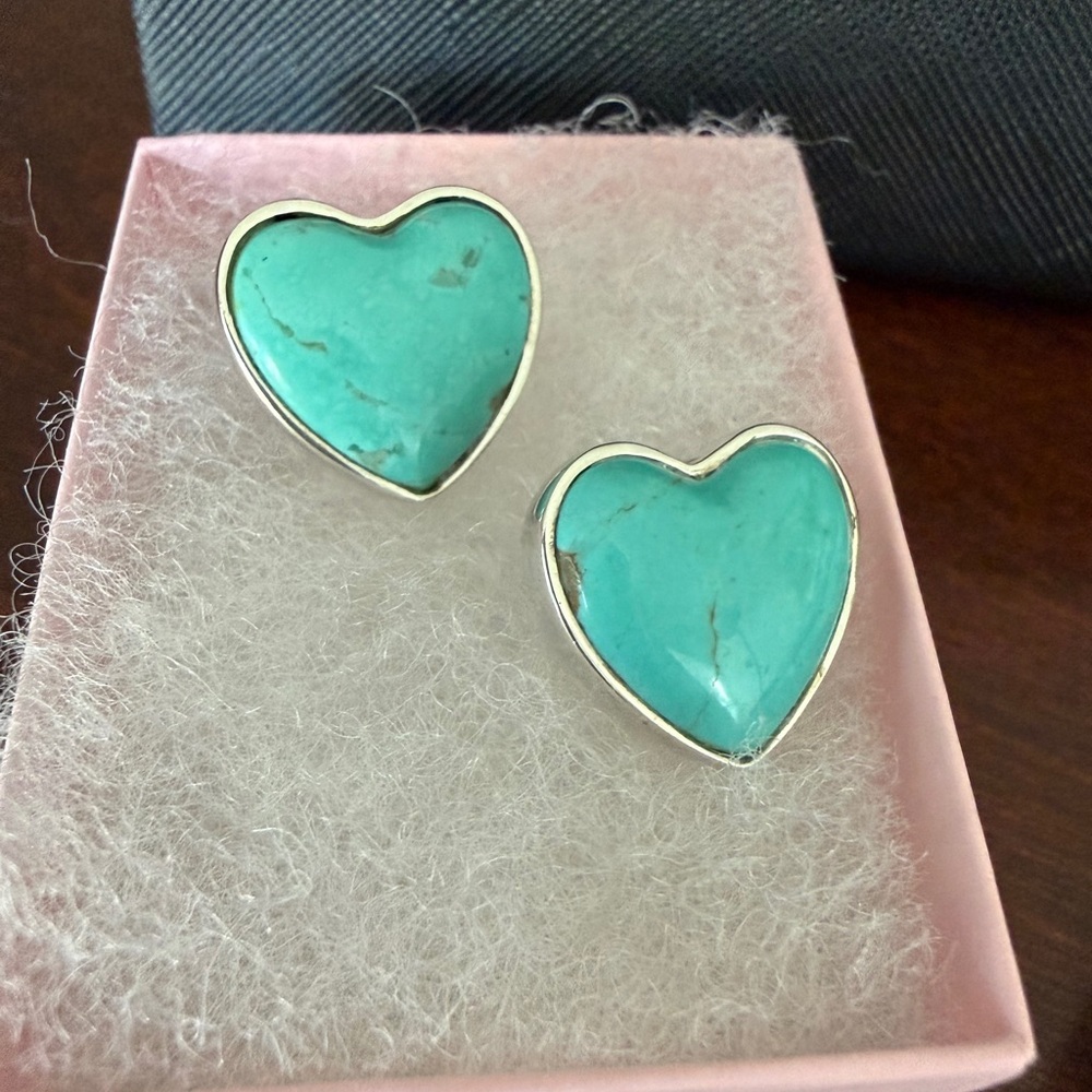 Turquoise Heart Stud Earrings